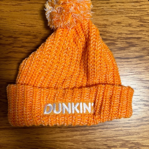 *DUNKIN'* Orange x White Knitted Fashion Pom Hat - Picture 3 of 5
